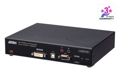 ATEN Transmisor de KVM DVI-I a través de IP de una sola pantalla con acceso a Internet