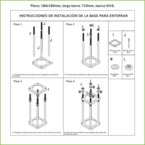 Báculo desmontable de 6m de altura en acero galvanizado de color negro con soporte para cámara y speed dome (4)