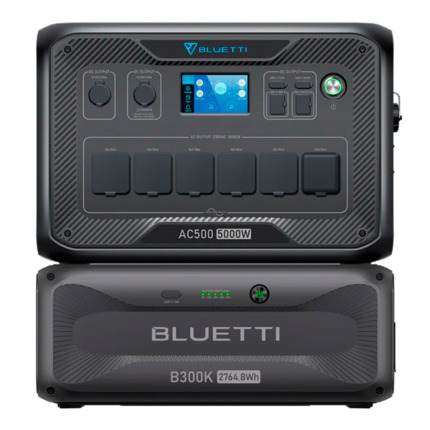 Comprar BLUETTI BL-AC500-1xB300K Kit batería doméstica Bluetti - Capacidad 2765Wh - Potencia 5000W - Salidas y formas de recarga múltiples - Control a través la APP (Wifi y Bluetooth) - Respaldo doméstico UPS 24/7