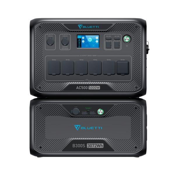 BLUETTI BL-AC500-1xB300S Kit batería doméstica - Gran capacidad 3072Wh - Potencia 5000W - Salidas y formas de recarga múltiple -