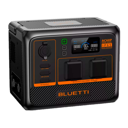 Comprar BLUETTI BL-AC60P Batería portátil Bluetti - Gran capacidad 504Wh (18Ah) - Potencia salida 600W - Salidas y formas de recarga múltiples - 3000 ciclos de vida | Función UPS | IP65 - Pantalla LCD | Control a través la APP