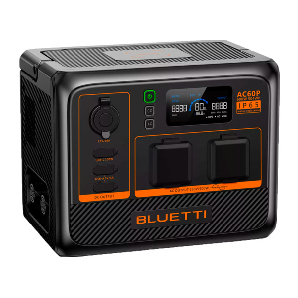 BLUETTI BL-AC60P Batería portátil Bluetti - Gran capacidad 504Wh - Potencia salida 600W - Salidas y formas de recarga múltiples