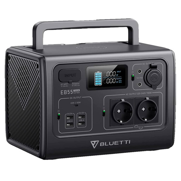 BLUETTI BL-EB55-GREY Batería portátil Bluetti - Gran capacidad 537Wh - Potencia salida 700W max - Salidas y formas de recarga mú