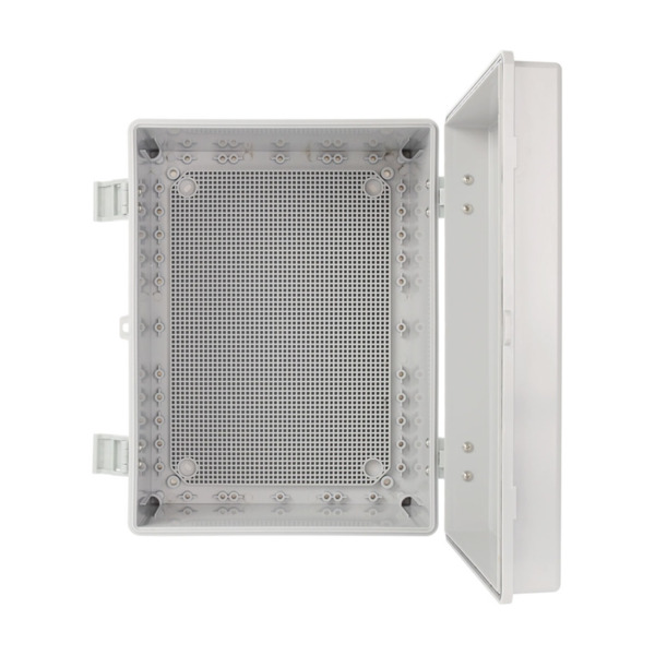 BYSECUR AWB403020 Caja de ABS 400x300x200, impermeable con bisagras plásticas de cierre y placa base (1)