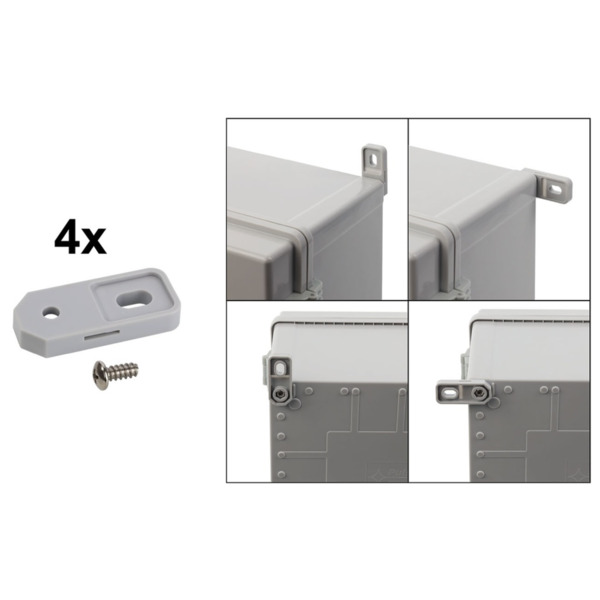 BYSECUR AWB403020 Caja de ABS 400x300x200, impermeable con bisagras plásticas de cierre y placa base (2)