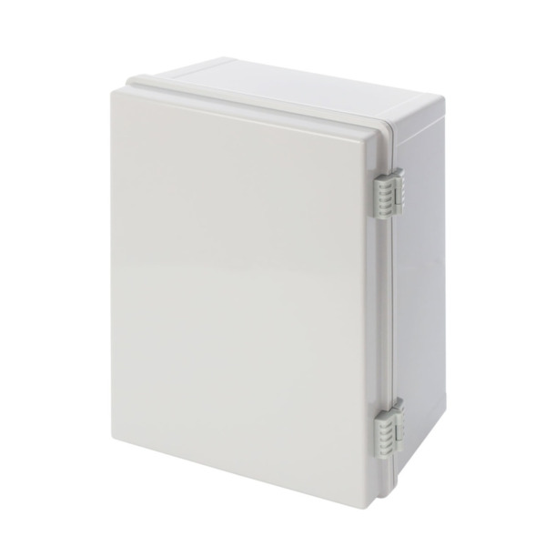 BYSECUR AWB403020 Caja de ABS 400x300x200, impermeable con bisagras plásticas de cierre y placa base