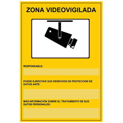 BYSECUR BSC00837 Placa / cartel de Zona Videovigilada Español PVC para interior/exterior. Homologado según normativa vigente