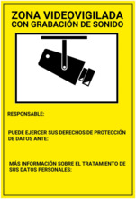 BYSECUR BSC00838 Placa / cartel de Zona Videovigilada con grabación de sonido Español PVC para interior/exterior. Homologado seg