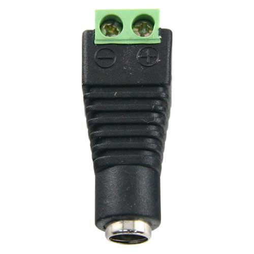 BYSECUR BSC00943 Conector DC hembra estándar con salida +/- de 2 terminales para alimentación