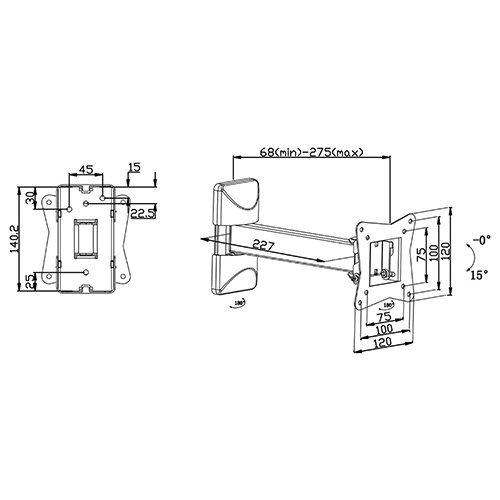 BYSECUR BSC03353 Soporte de pared con brazo orientable para monitores entre 10 - 32 " Negro de hasta 30kg (2)