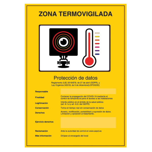 BYSECUR BSC20570 Placa / Cartel de Zona TermoVigilada PVC para interior/exterior.Español. Homologado según normativa vigente