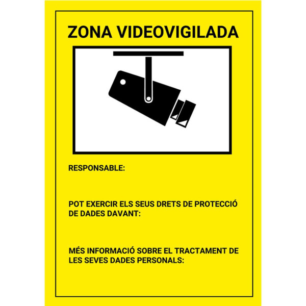 BYSECUR BSC27087 Placa / cartel en Catalán de Zona Videovigilada PVC para interior/exterior. Homologado según normativa vigente