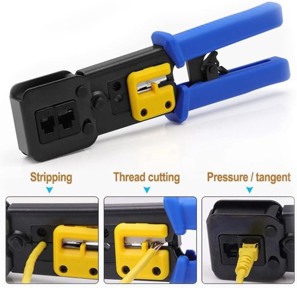 BYSECUR BSCEZ8PIN Crimpadora de conector Pasante RJ45. Empuñadura ergonómica antideslizante (5)