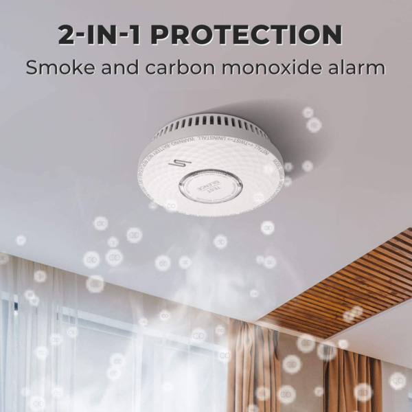 BYSECUR GS883-A Detector autónomo combinado de humo y CO Batería de Litio (4)