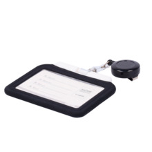 CARDCUBE CARD-HOLDER-CLIP-BLACK Porta-tarjetas - Cordón retráctil y disposición de clip - Disposición vertical - Láminas de plás
