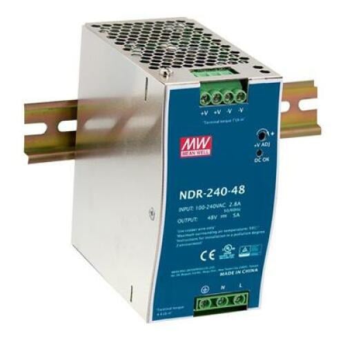 Casmar NDR-240-48 Fuente de Alimentación 48 Vdc / 240W. -20º +70ºC. Industrial. Carril DIN. Compatible con UTP7208GE-POE