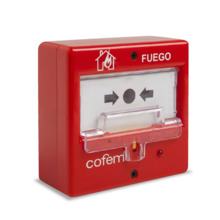 Cofem COFEM-32 PUCAR Pulsador alarma incendios rearmable para sistema convencional de detección de incendios. Incorpora un indic