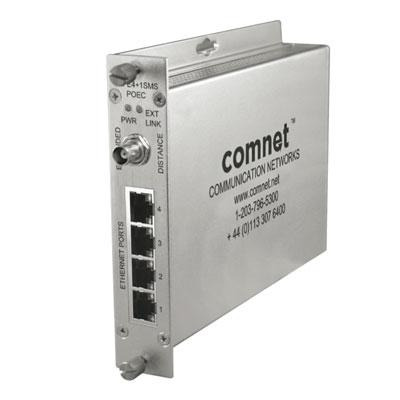 Comnet CLFE4EOC Four Channel Ethernet over Coax with IEEE 802.3af 15.4W Pass-Through PoE, 10/100Mbps, Industrial, Local/Remote C