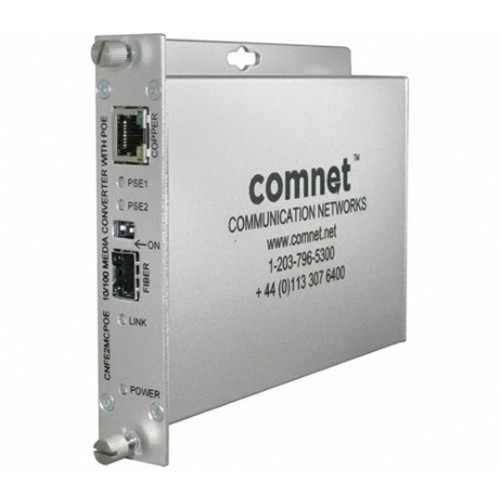 Comnet CNFE2MCPOE2 Conversor de medio PoE+ (30W) con puerto SFP. Cobre y SFP 100 Mbps. F.A. incluida