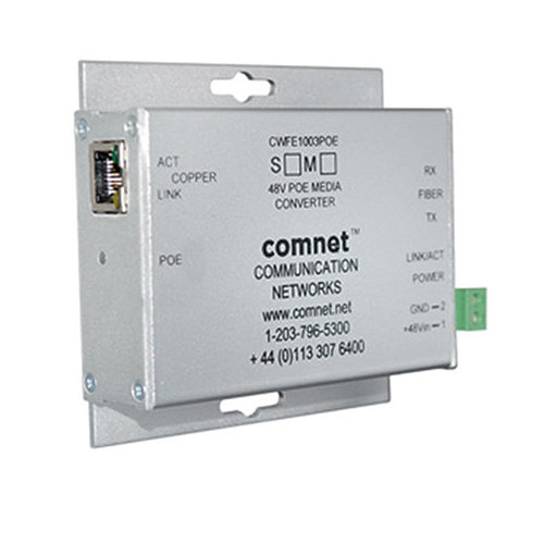 Comnet CNFESFPMCPOE30/M Conversor de medio PoE+ (30W), 10/100Mbps,1 puerto SFP, formato Mini, F.A. no incluida