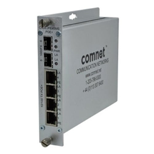 Comnet CNGE2FE4SMS Switch industrial auto-gestionable de 4 puertos 10/100 RJ-45 + 2 puertos SFP Gigabit. Fuente incluida