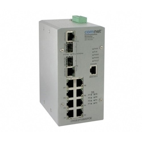 Comnet CNGE2FE8MSPOE+ Switch industrial gestionable de 8 puertos PoE+ 10/100 + 2 puertos combo SFP Gigabit. Sin F.A.