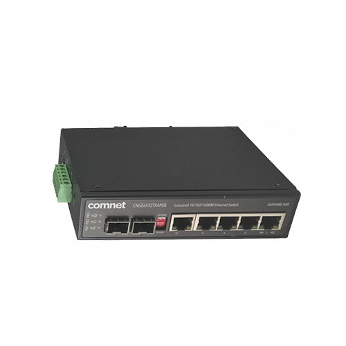 Comnet CNGE6FX2TX4POE Switch industrial de 4 puertos 10/100/1000 PoE+, 1 puerto combo Gigabit TX/SFP, 1 puerto SFP Gigabit. No g