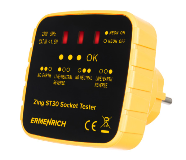 Comprobador de enchufes Ermenrich Zing ST30