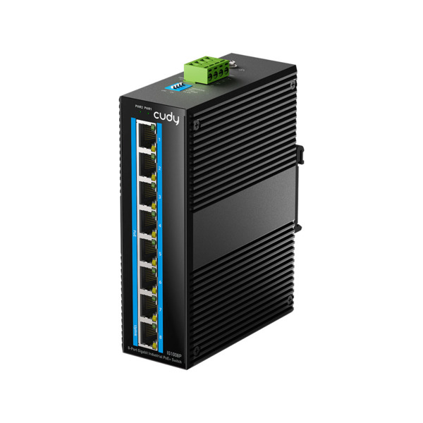 Cudy CUDY-100 IG1008P Switch industrial Cudy. 8 puertos Gigabit PoE+. Protección EMC nivel 4. Carcasa IP40 y alimentación dual D