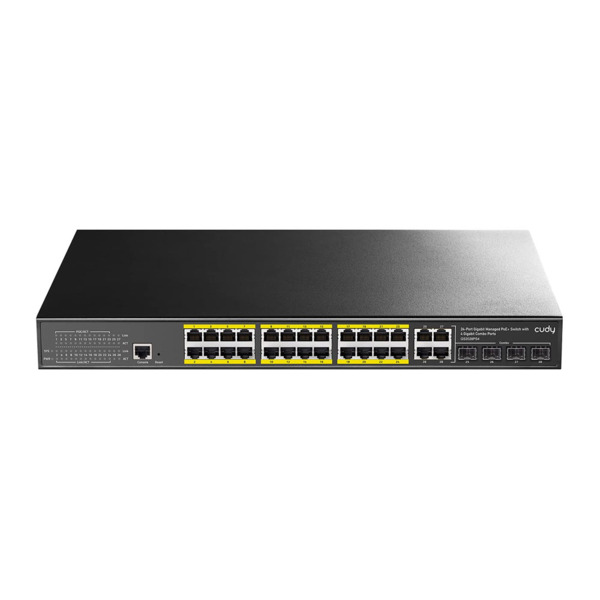 Cudy CUDY-19 GS2028PS4 24 puertos PoE+ Gigabit. 4 puertos SFP/RJ45 Combo Gigabit. 1 puerto RJ45 Consola. Soporta PoE IEEE802.3af