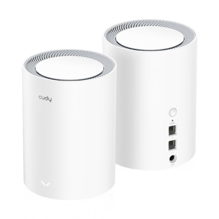 Comprar Cudy CUDY-54 M1800 (2-Pack) Sistema WiFi 6 en malla AX1800 de banda dual. Cobertura de 500 m2. 1201 Mbps en 5 GHz y 574 Mbps en 2,4 GHz. Roaming sin fisuras, cobertura en toda la casa. 2 puertos Gigabit Ethernet. 4 antenas internas. OFDMA, MU-MIM