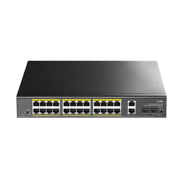 Cudy CUDY-62 GS1026PS2 Switch Cudy de 24 puertos PoE+ Gigabit. 2 puertos RJ45 Uplink Gigabit. 2 puertos SFP Gigabit. Soporte PoE