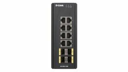 D-Link DIS-300G-12SW Switch industrial de 8 puertos de cobre 100/1000 + 4 SFP 100/1000. Capa 2 Gestionable. Fuente alimentación