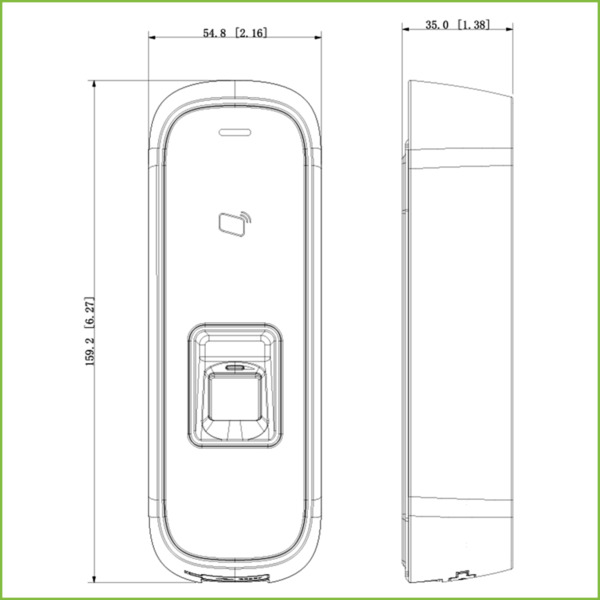 Dahua ASI1202M Lector Autónomo Tarjeta Mifare + Huella RS485 IK10 IP65 (1)