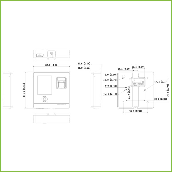 Dahua ASI1212F Lector Autónomo LCD 2.8" táctil Huella+PIN+remoto+Tarjeta Mifare (3)