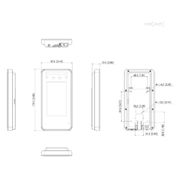 Dahua ASI6213J-MW-V1 Lector Autónomo LCD 4.3" táctil de Reconocimiento Facial+PIN+Tarjeta+QR WiFi 2.4GHz IP65 (2)
