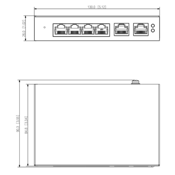 Dahua CS4006-4ET-60 Switch PoE 4 puertos 10/100 + 2RJ45 Uplink Gigabit 60W Manejable en Cloud Layer2 (1)