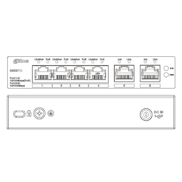 Dahua CS4006-4ET2ET-60 Switch PoE 4 puertos 10/100 + 2RJ45 Uplink 10/100 60W Manejable en Cloud Layer2 (2)