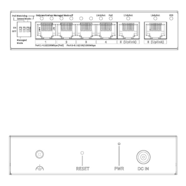 Dahua CS4006-4ET2GT-36 Switch PoE 4 puertos 10/100 + 2RJ45 Uplink Gigabit 36W Gestionable en Cloud Layer2 (2)