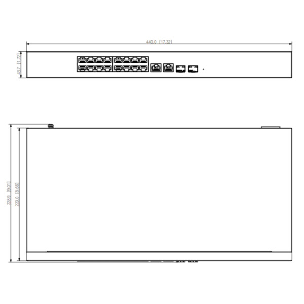 Dahua CS4218-16ET-190 Switch PoE 16 puertos 10/100 + 2 Combo Gigabit RJ45/SFP Uplink 190W Manejable en Cloud Layer2 (1)