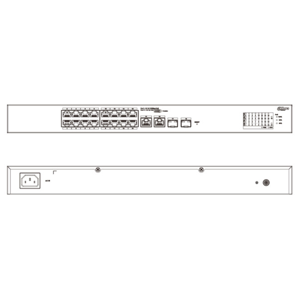 Dahua CS4218-16ET-190 Switch PoE 16 puertos 10/100 + 2 Combo Gigabit RJ45/SFP Uplink 190W Manejable en Cloud Layer2 (2)
