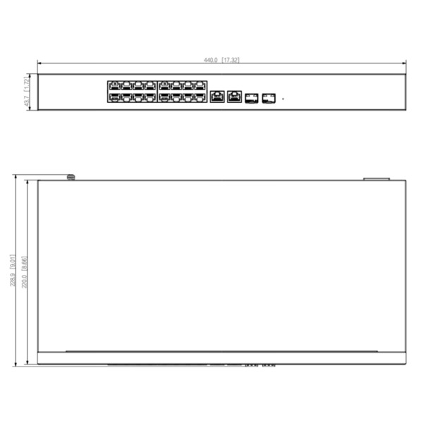 Dahua CS4218-16ET-240 Switch PoE 16 puertos 10/100 + 2 Combo Gigabit RJ45/SFP Uplink 240W Manejable en Cloud Layer2 (1)