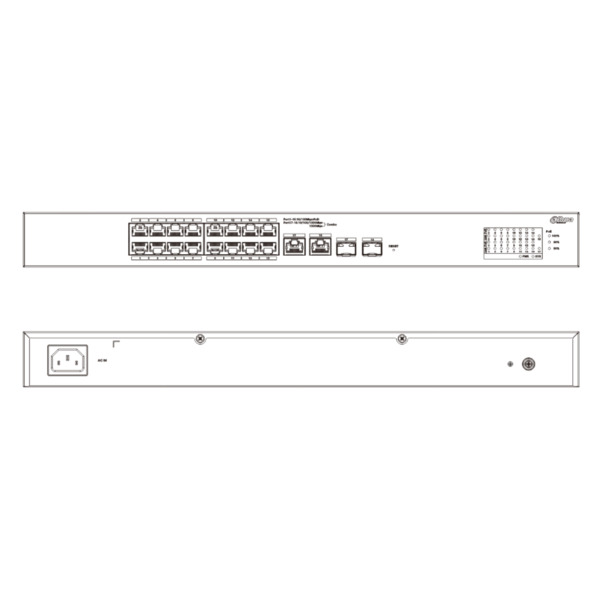 Dahua CS4218-16ET-240 Switch PoE 16 puertos 10/100 + 2 Combo Gigabit RJ45/SFP Uplink 240W Manejable en Cloud Layer2 (2)