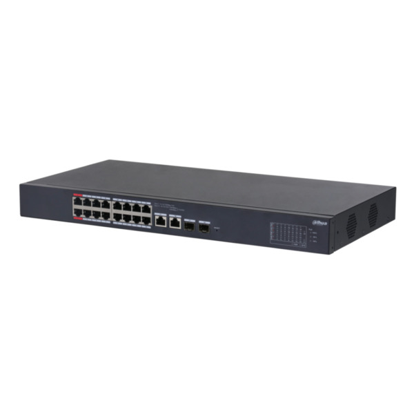 Dahua CS4218-16ET-240 Switch PoE 16 puertos 10/100 + 2 Combo Gigabit RJ45/SFP Uplink 240W Manejable en Cloud Layer2