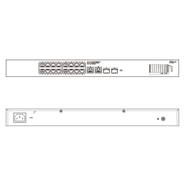 Dahua CS4220-16GT-135 Switch PoE 16 puertos Gigabit + 2 Uplink Gigabit RJ45 + 2SFP Gigabit 135W Manejable en Cloud Layer2 (3)