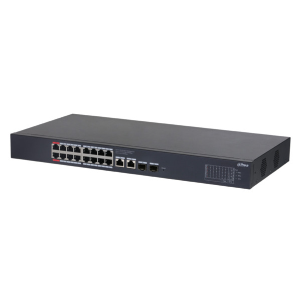 Dahua CS4220-16GT-135 Switch PoE 16 puertos Gigabit + 2 Uplink Gigabit RJ45 + 2SFP Gigabit 135W Manejable en Cloud Layer2