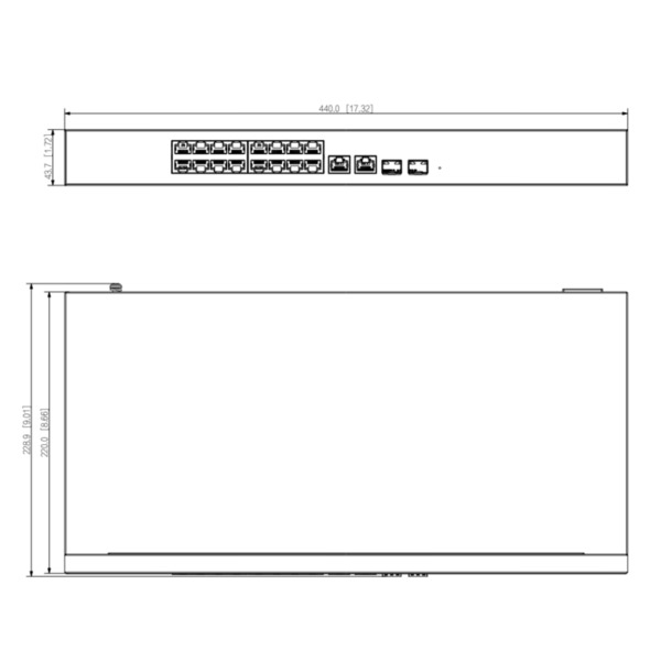 Dahua CS4220-16GT-240 Switch PoE 16 puertos Gigabit + 2 Uplink Gigabit RJ45 + 2SFP Gigabit 240W Gestionable en Cloud Layer2 (1)