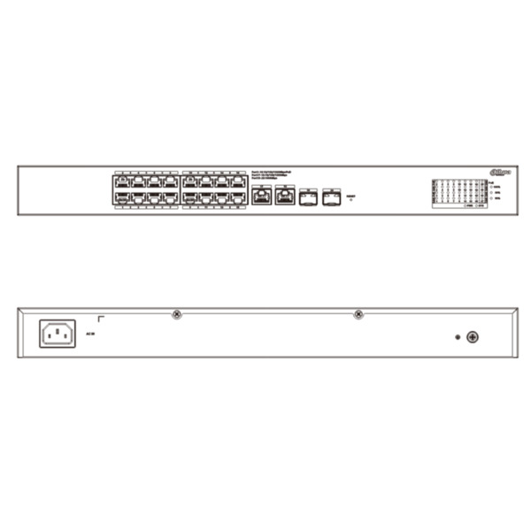 Dahua CS4220-16GT-240 Switch PoE 16 puertos Gigabit + 2 Uplink Gigabit RJ45 + 2SFP Gigabit 240W Manejable en Cloud Layer2 (2)