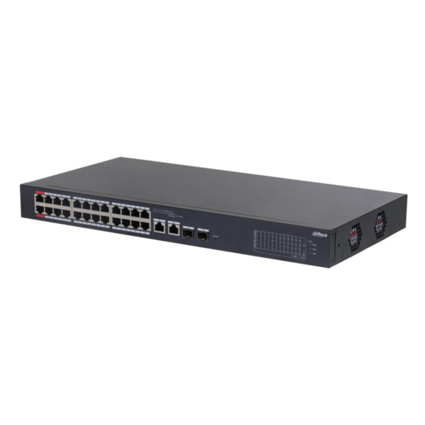 Dahua CS4226-24ET-240 Switch PoE 24 puertos 10/100 + 2 Combo Gigabit RJ45/SFP Uplink 240W Manejable en Cloud Layer2