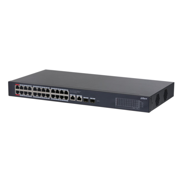 Dahua CS4228-24GT-375 Switch PoE 24 puertos Gigabit + 2 Uplink Gigabit RJ45 + 2SFP Gigabit 375W Manejable en Cloud Layer2